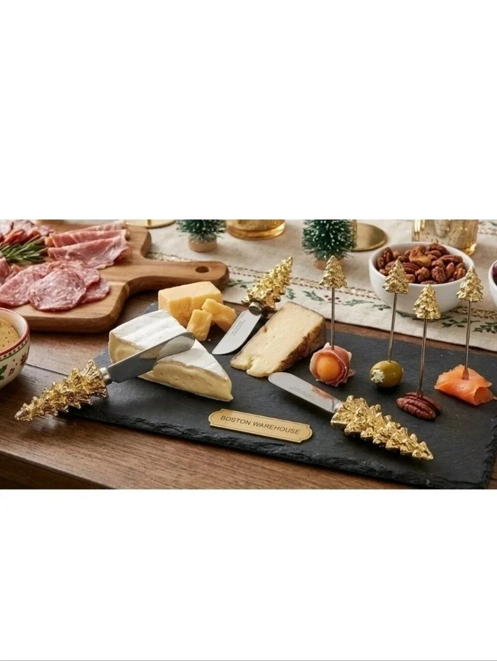 Boston Warehouse Charcuterie Set Cocktail Picks Gold Christmas Tree Stainless